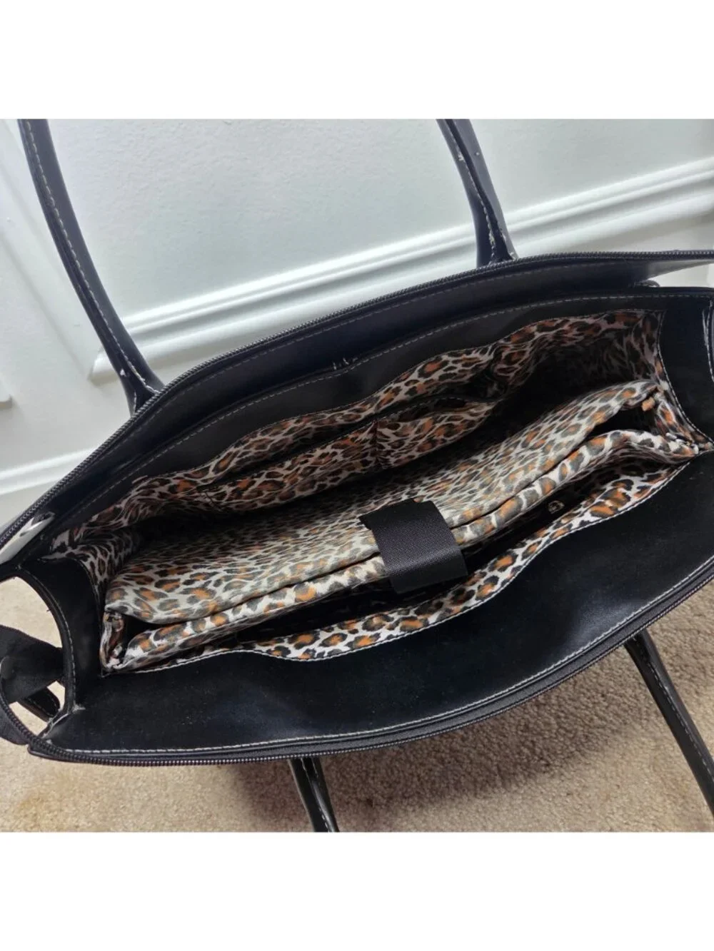 Wilsons Leather Black Laptop Bag Shoulder Bag Top Handle Women's